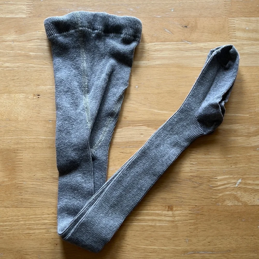 Hanna Andersson Gray Ribbed Tights - Picture 1 of 2